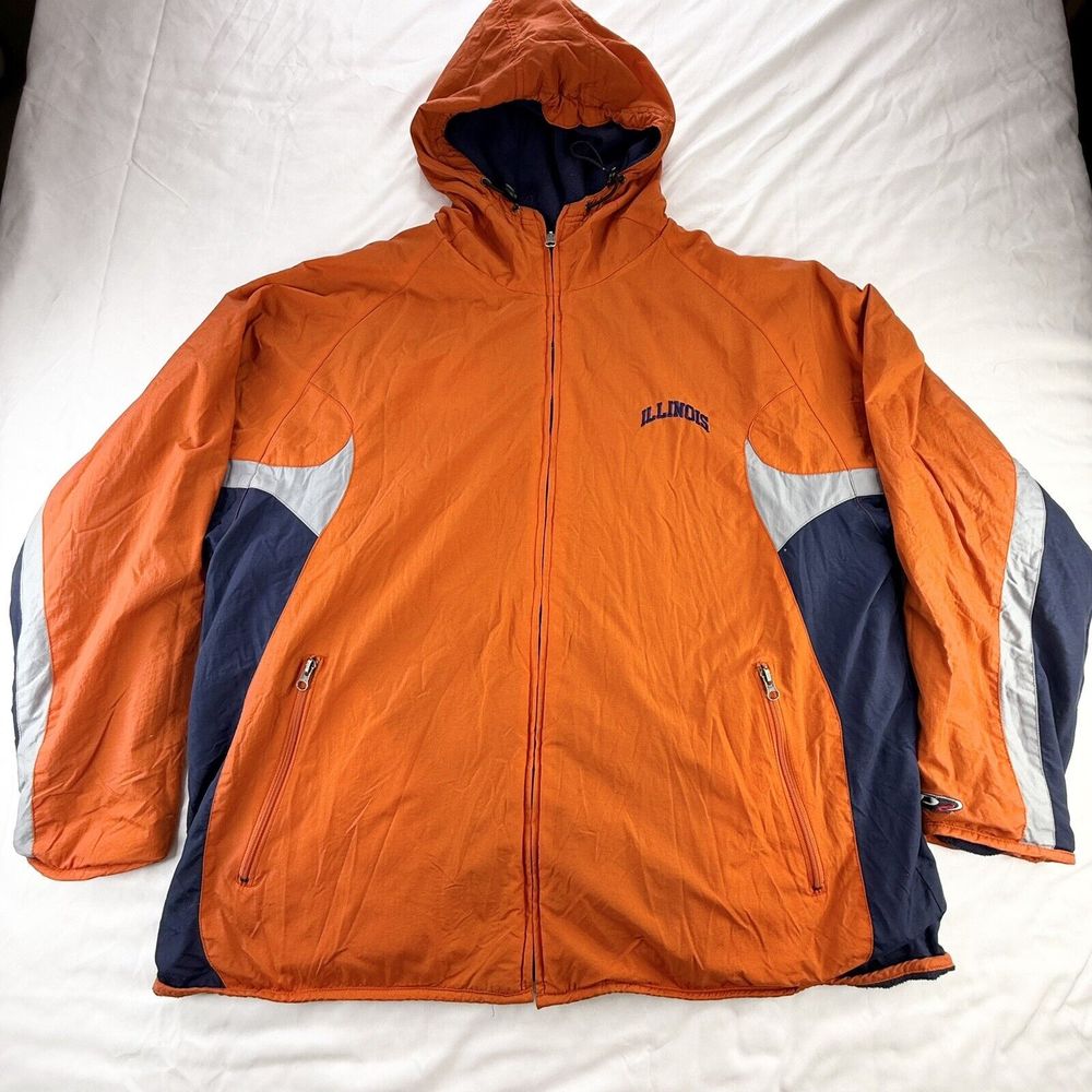 Vtg Illinois fighting illini Jacket Mens XL Orange Blue Reversible P2 Proplayer